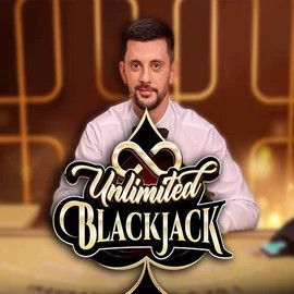 Unlimited Blackjack online game logo by Ezugi on allysspins.com